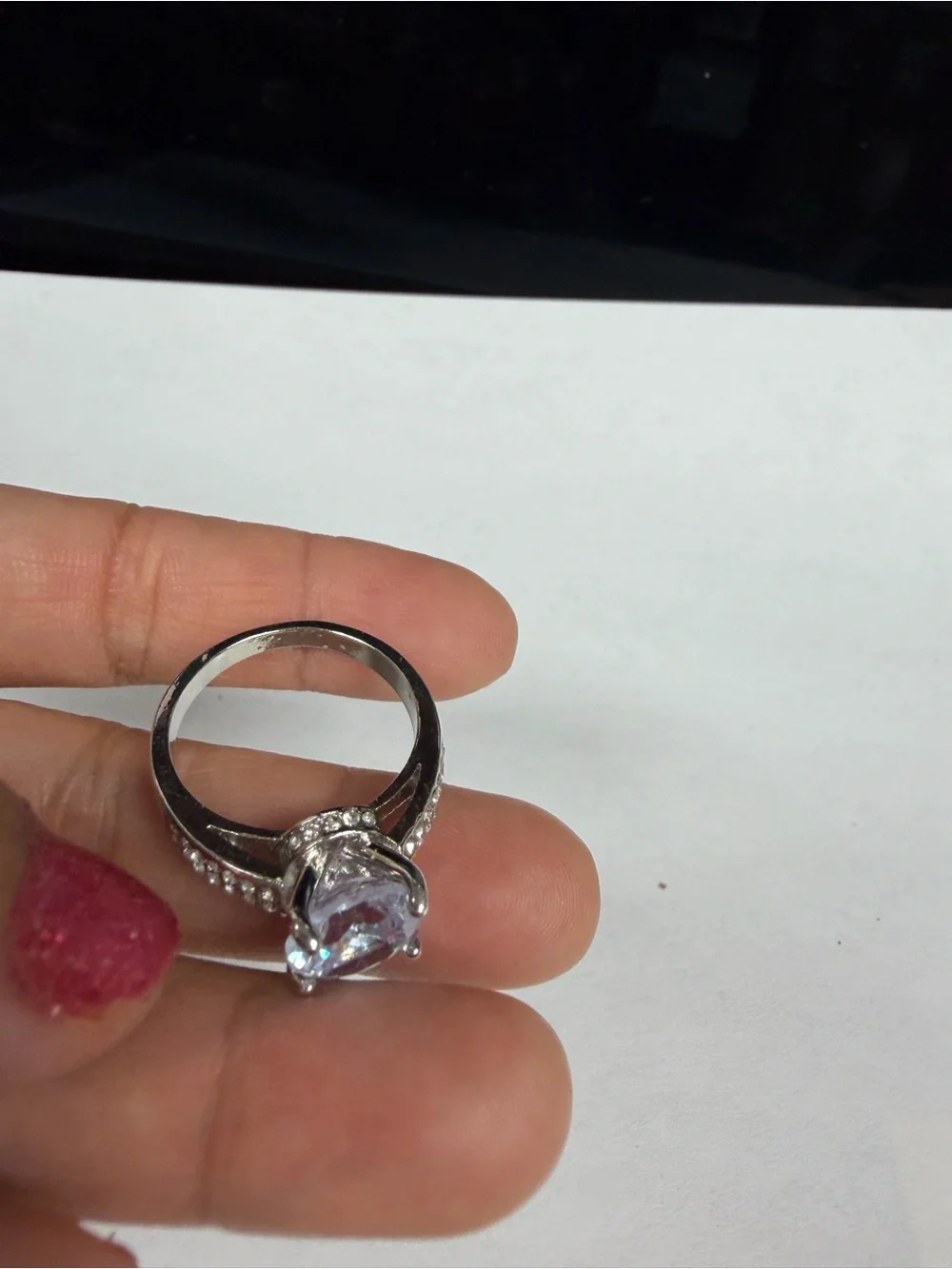 Silver Tone Round-Cut Cubic Zirconia Statement Ring in Clear